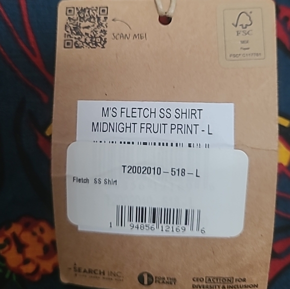 NWT Toad And Co Mens Size Large Fruit Print Button Up Shirt Short Sleeve - Picture 3 of 13